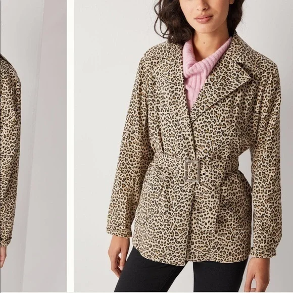 NWT Anthropologie Leopard Trench Coat - Picture 1 of 3